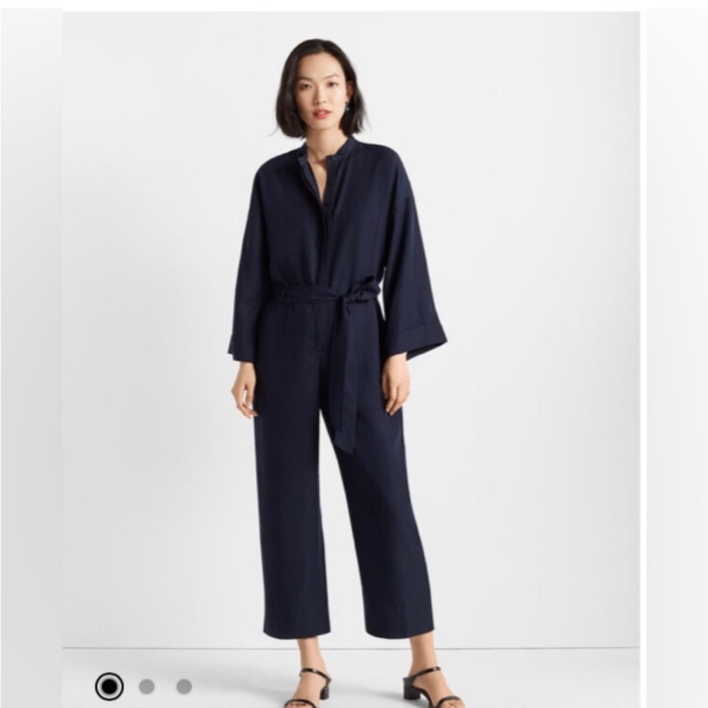 Club Monaco Navy Button Down Jumpsuit